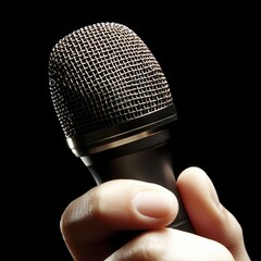 Hand Holding Microphone with Textured Mesh for Vocal Performance
