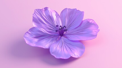 Obraz premium Single lilac flower on pink background.
