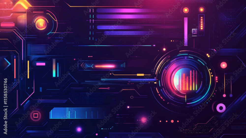 Poster abstract technology ui futuristic concept hud interface hologram elements of digital data chart, com