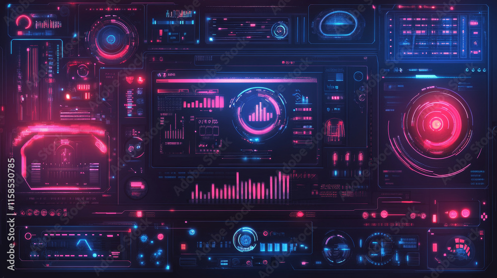 Poster abstract technology ui futuristic concept hud interface hologram elements of digital data chart, com