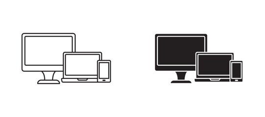 Responsive icons in outline and fill. vector illustration for ui.