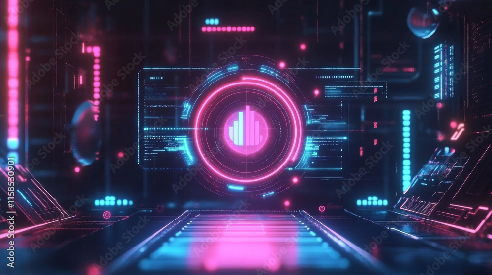 Poster abstract technology ui futuristic concept hud interface hologram elements of digital data chart, com