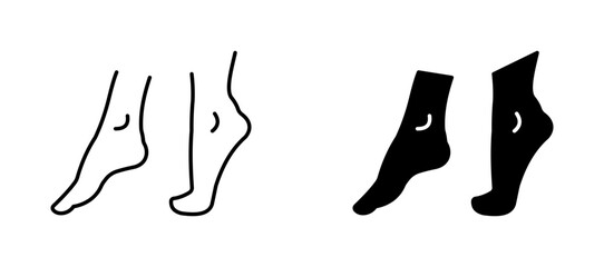 Tiptoe feet icons in outline and fill. vector illustration for ui.