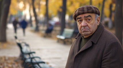 Elderly person standing alone, looking confused and uncertain, capturing the vulnerability and challenges faced by the aging population in modern society.