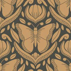 Art Nouveau organic seamless pattern design