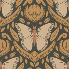 Art Nouveau organic seamless pattern design