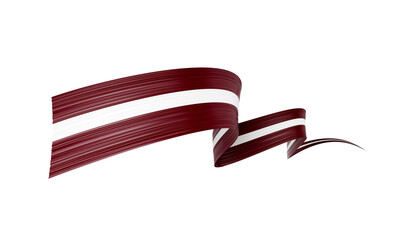 Fototapeta premium 3d Flag Of Latvia 3d Wavy Shiny Latvia Ribbon Flag Isolated On White Background 3d Illustration