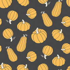 Flying Orange pumpkins on a black background