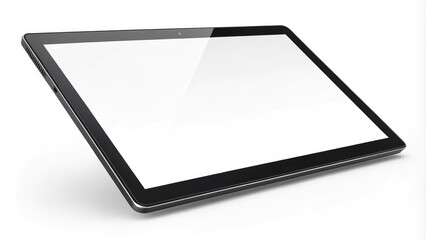 Elegant tablet mockup in black frame with blank screen on white background