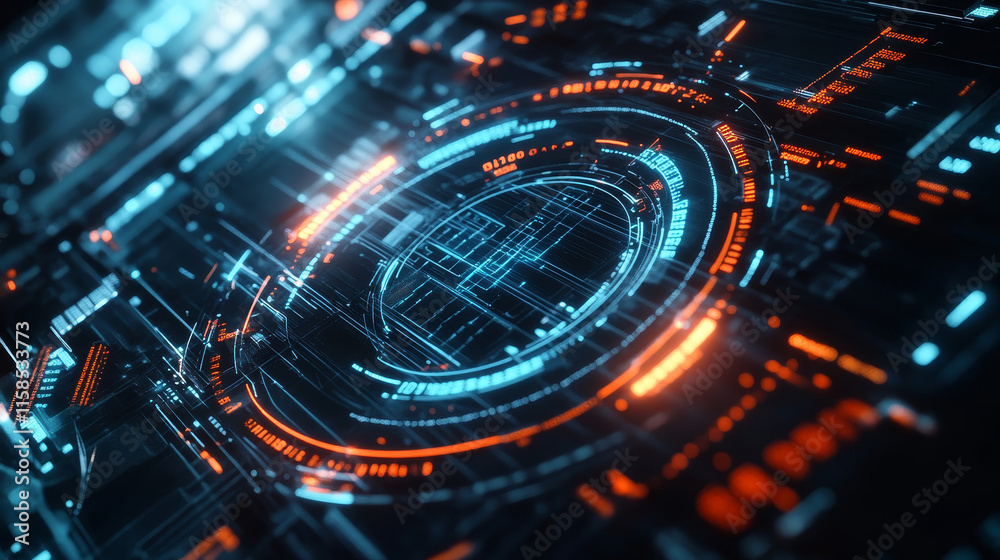 Poster abstract technology ui futuristic concept hud interface hologram elements of digital data chart, com