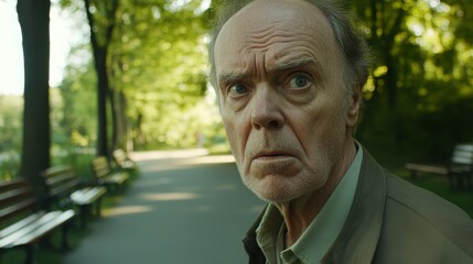 Elderly person standing alone, looking confused and uncertain, capturing the vulnerability and challenges faced by the aging population in modern society.