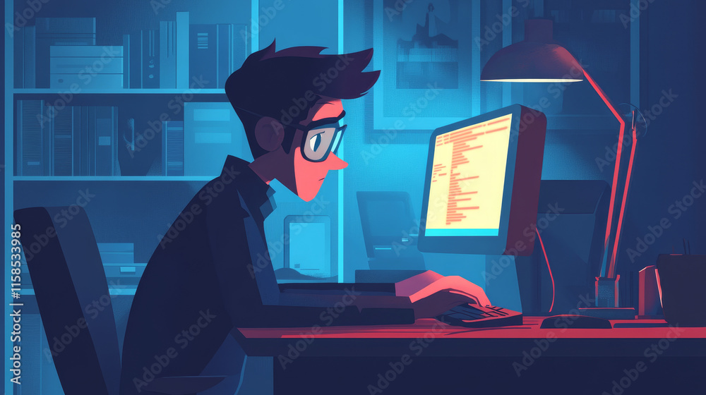 Poster abstract hacker face digital concept steals information from computers on the network. in the intern