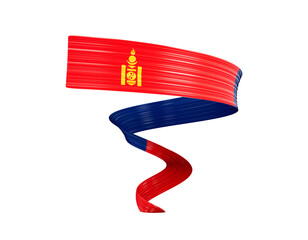 3d Flag Of Mongolia 3d Wavy Shiny Mongolia Ribbon Isolated On White Background 3d Illustration