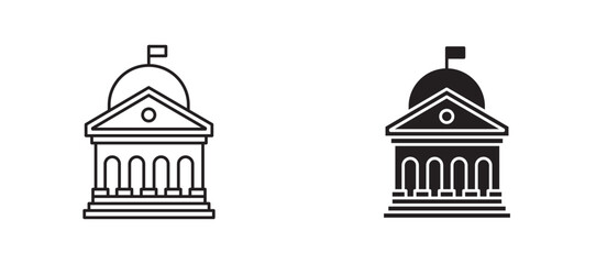 Government icons in outline and fill. vector illustration for ui.