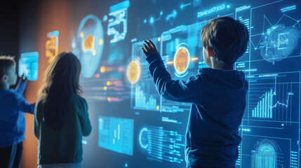 abstract technology ui futuristic concept world digital hud interface hologram elements of digital data chart, communication, and circle percent vitality innovation on hi tech future design background