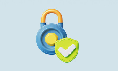 보안 자물쇠 체크 방패 아이콘 Security Lock and Check Shield Icon