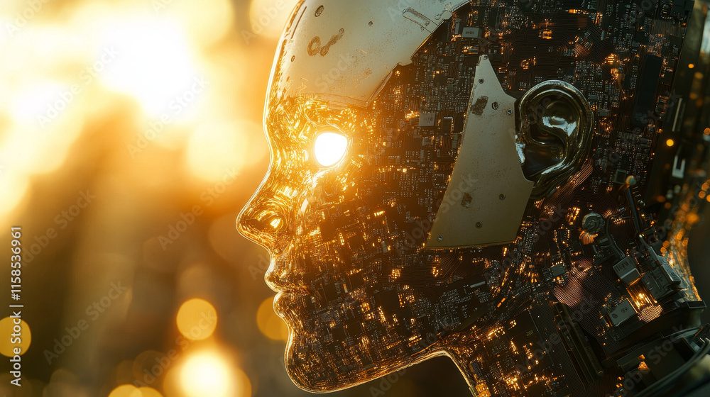Poster abstract technology computing chipset on circuit board concept working data of artificial intelligen