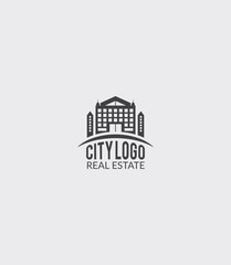 Fototapeta premium A sleek real estate logo with skyscrapers. Perfect for businesses, investment firms, and property branding.