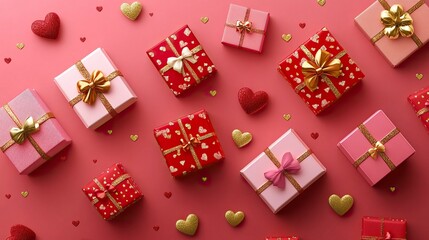 Romantic Gift Box Vector Illustration for Valentine’s Day, Romantic Gift Wrapping and Boxes,Valentine’s Day, Day of Love 
