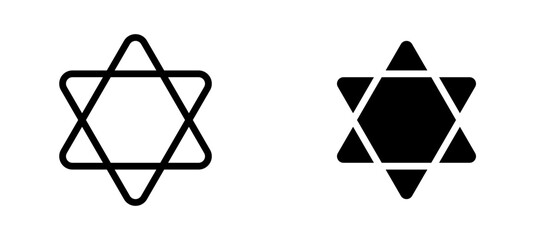 Star of David icons in outline and fill. vector illustration for ui.