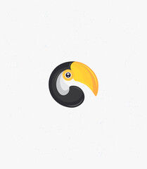 A stylish toucan logo blending the yin-yang concept, symbolizing balance and nature. Ideal for eco, wildlife, and modern branding projects. © vladimir