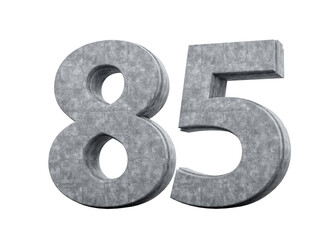 Concrete Number Eighty Five 85 Digit Made Of Grey Concrete Stone White 3d Illustration