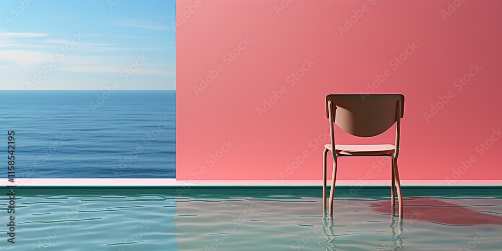 Wall mural chair on the water