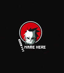 Powerful samurai-themed logo with a bold red and black aesthetic. Perfect for martial arts and cultural brands.