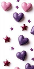 Fototapeta premium Colorful heart and star-shaped candies ideal for celebrations and special occasions.