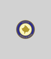 National emblem of Kosovo. Vector illustration of the map and stars symbol on a textured background. Represents national identity and sovereignty.
