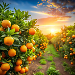 oranges in an orange field ready for harvest