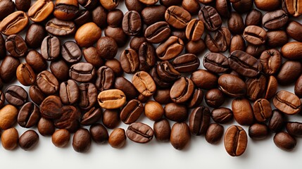 Obraz premium High-Quality Coffee Beans Isolated on White Background