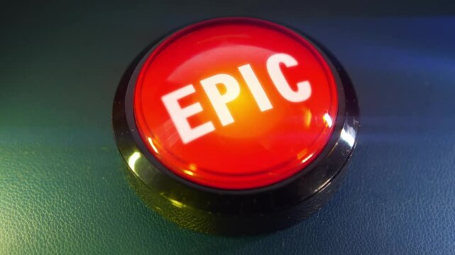 Pressing the big red button labeled with the message "Epic"