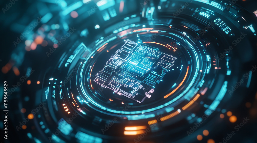 Poster abstract technology ui futuristic concept hud interface hologram elements of digital data chart, com