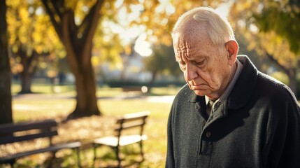 Elderly person standing alone, looking confused and uncertain, capturing the vulnerability and challenges faced by the aging population in modern society.