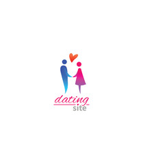Modern dating logo with figures and hearts. Perfect for online dating platforms or relationship-related branding.