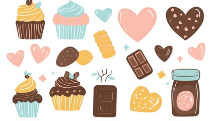 Sweet Treats and Chocolate Graphic Elements Set, Chocolate and Sweet Treats,Valentine’s Day, Day of Love