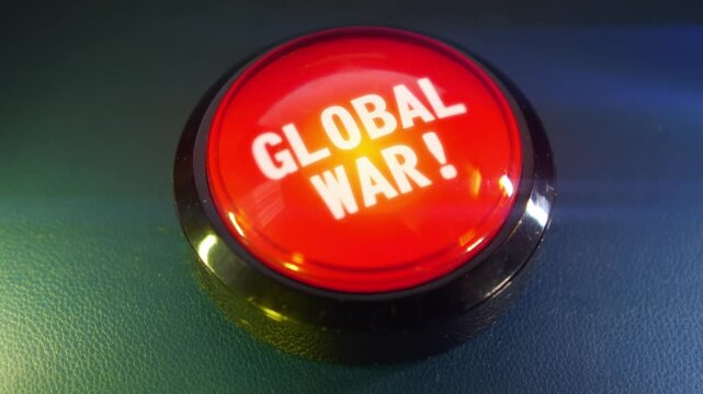 Pressing the big red button labeled with the message "Global War"
