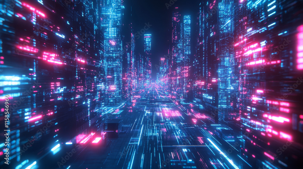 Poster abstract technology ai computing concept working data of artificial intelligence and futuristic digi