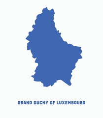 Obraz premium Blue silhouette map of Luxembourg. Simple, minimalist vector illustration of the country's shape, isolated on a white background.