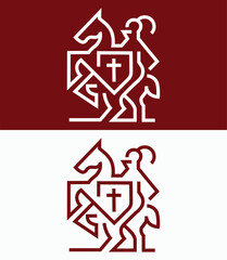  Unique abstract red and white knight logo. Perfect for bold branding and creative design projects.