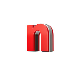 Vibrant Red Small Letter n Gleams With Its Sleek Metallic Design With Sharp Edges 3D Illustration