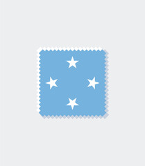 Elegant blue Micronesia postage stamp with white stars. Ideal for modern designs, branding projects, and creative postal themes.