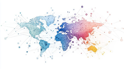 Abstract network background world map digital people business connection point and line modern design.Vector Illustration.