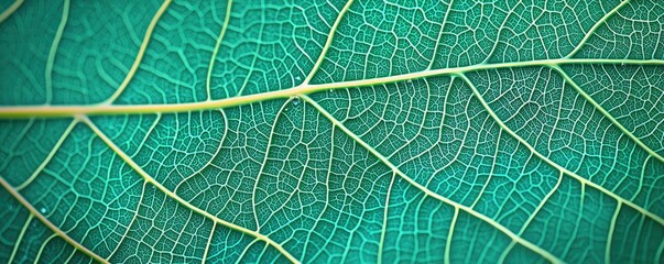 Obraz premium Palm leaves abstract background concept. Detailed macro shot of a vibrant green leaf showcasing unique veins and textures.