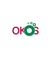 Vibrant and playful Okos logo. Ideal for innovative, creative, and colorful branding projects.