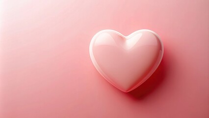 Obraz premium Shiny pink 3d Heart on pink background with copyspace for text, romantic Valentine's day concept, love celebration, greeting cards, event planning