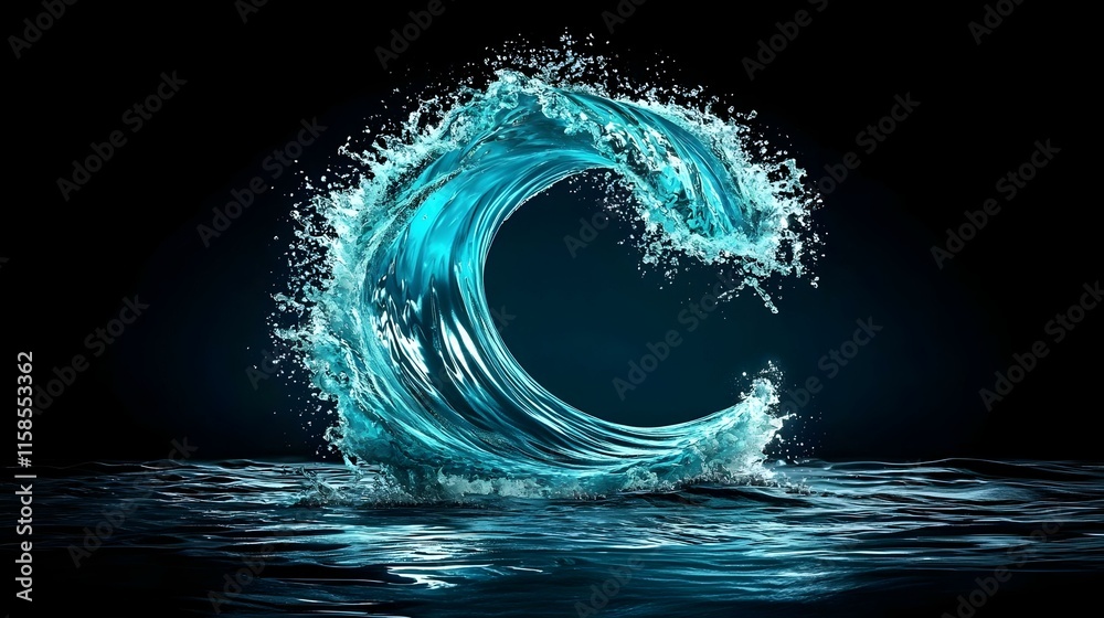 Poster Dynamic Waveform, an abstract representation of a wave capturing the essence of transformation and fluidity in motion.