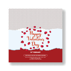 Social media post for Valentine's Day Vector illustration for valentines day celebration party invitation greeting card, Valentine's Day sale Social media post banner ad template