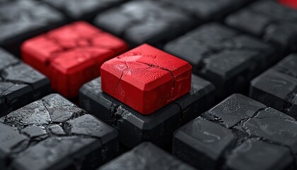 Abstract red rectangle lines on black background. Halftone lines.